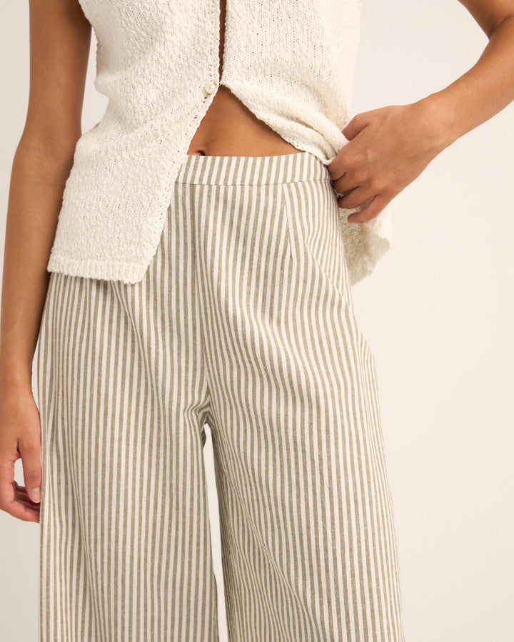 VALLEY STRIPE WIDE LEG PANT IVY