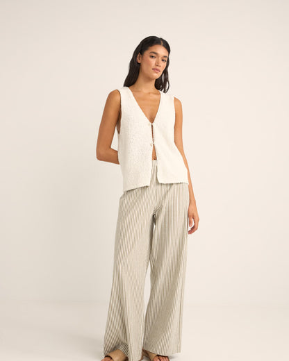 VALLEY STRIPE WIDE LEG PANT IVY