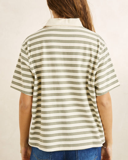 VINTAGE STRIPE RUGBY SHORT SLEEVE SHIRT olive