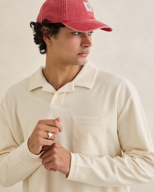 VINTAGE TERRY LS POLO natural