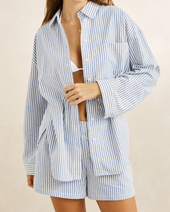 VISTA STRIPE OVERSIZED SHIRT blue