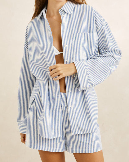 VISTA STRIPE OVERSIZED SHIRT blue