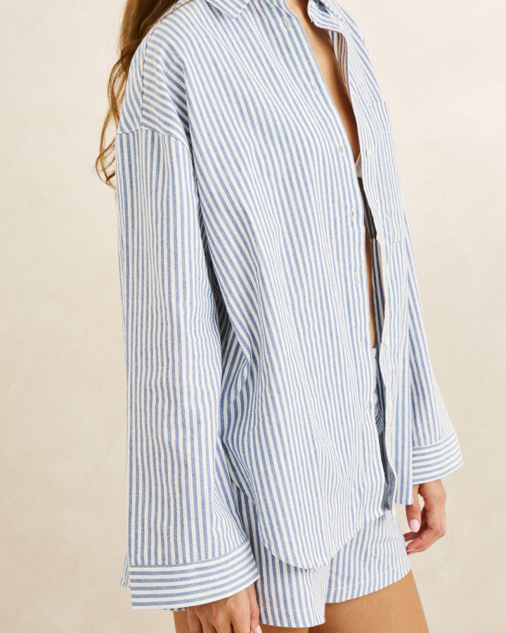 VISTA STRIPE OVERSIZED SHIRT blue