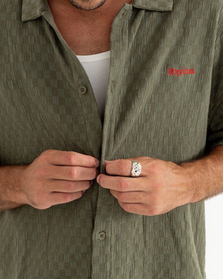 WASH CHECK RELAXED SS SHIRT green