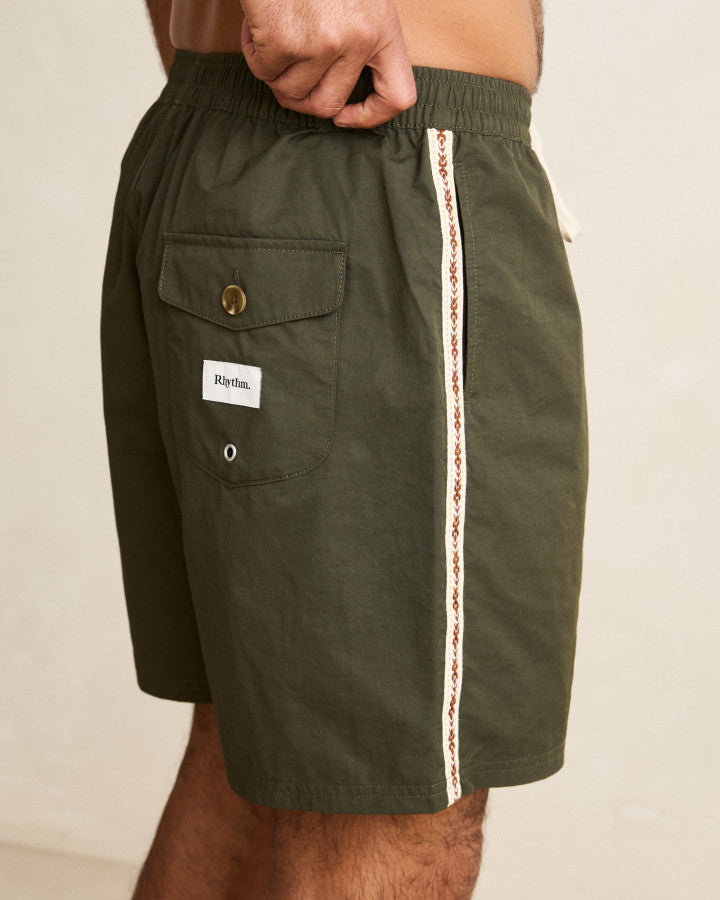 WOVEN TAPE BEACH SHORT olive